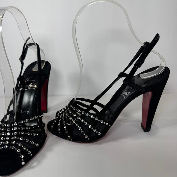 Christian Louboutin Vegastrassima 100 Crystal Heel Slingbacks Size 35.5/US 5.5 - Picture 3 of 8